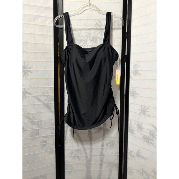 Summersalt NWT Cinched Square Neck Tankini Top 18 Black Ruched Plus Size - Picture 4 of 10